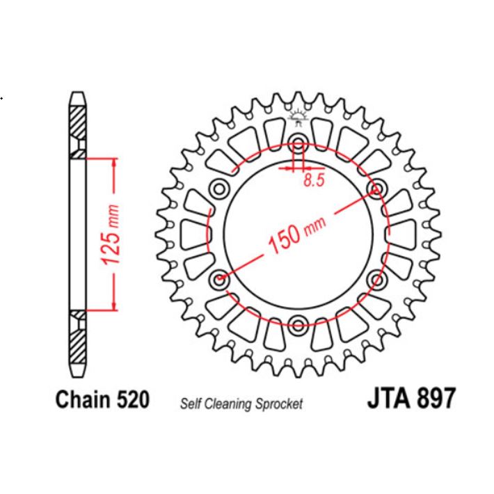 JT Sprocket Rear JTA897 52T Racelite Aluminium