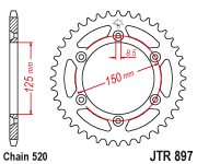 JT Sprocket Rear JTR897 Steel 41T