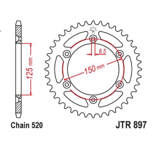[JT-JTR897-52] JT Sprocket Rear Steel JTR897 52T